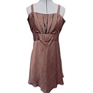 Eliza‎ J New York Brown Sleeveless Mini Dress Pleated Party Cocktail